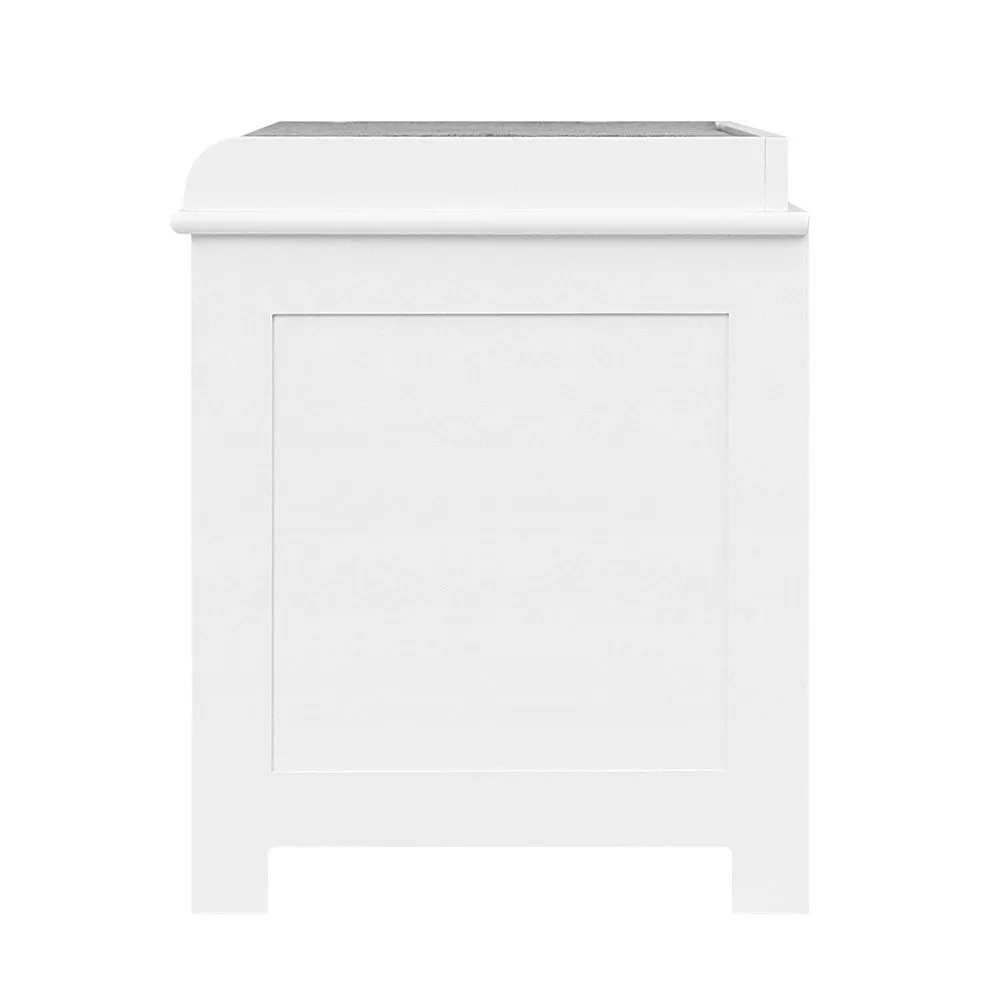 Artiss Fabric Shoe Bench with Drawers - White & Grey
