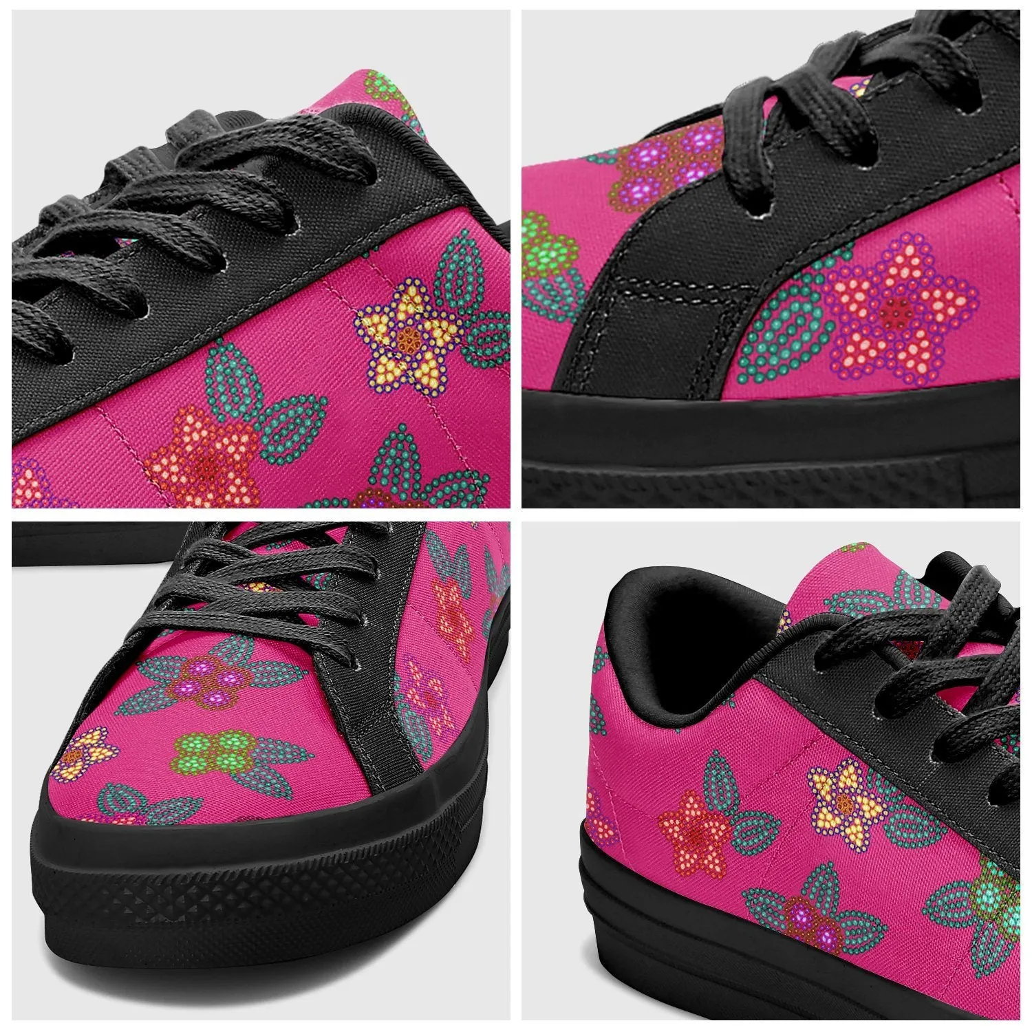 Berry Flowers Aapisi Low Top Canvas Shoes Black Sole