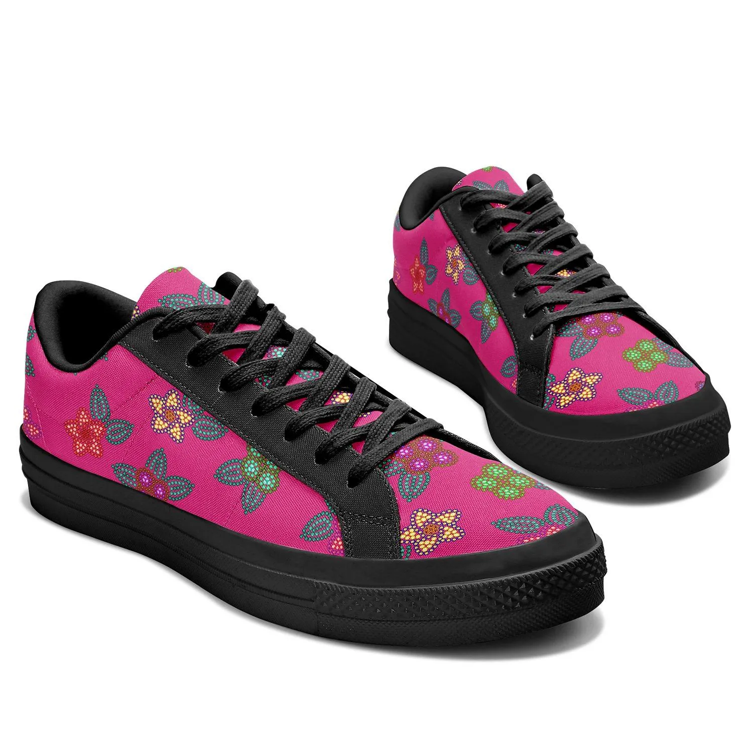 Berry Flowers Aapisi Low Top Canvas Shoes Black Sole