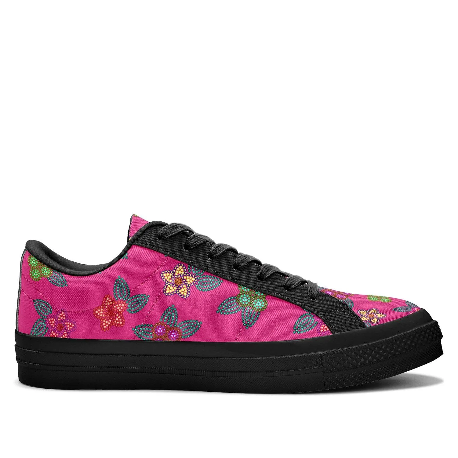 Berry Flowers Aapisi Low Top Canvas Shoes Black Sole