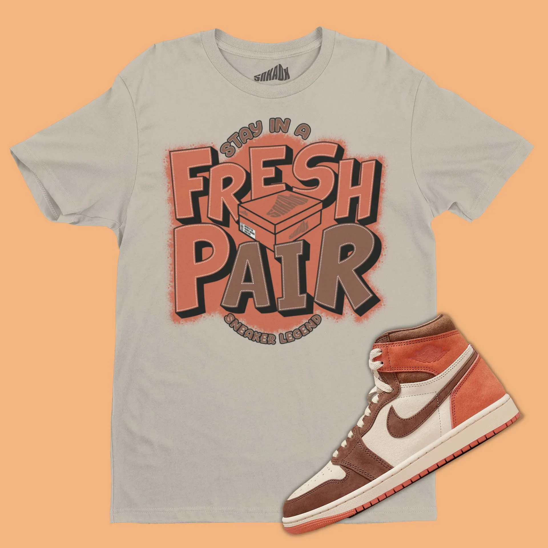Fresh Pair T-Shirt Matching Air Jordan 1 Dusted Clay